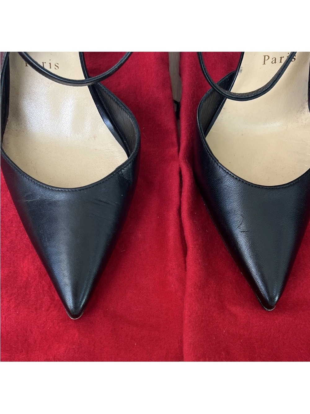 Christian Louboutin Jenlove 100 Black Leather Ankle Strap Pumps EU 39 - Picture 3 of 10